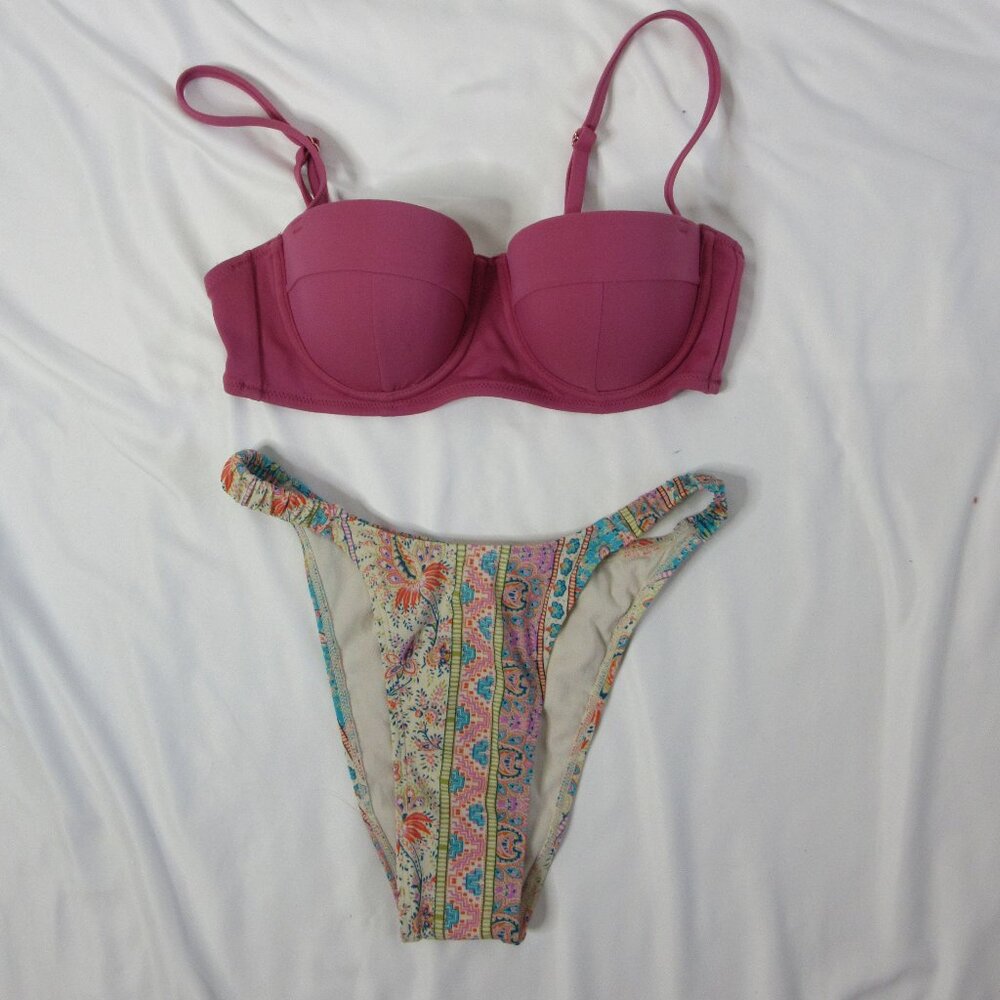 Shade & Shore wild fable 2 Piece Bikini Pink Floral Beach Size Small & 34B NWT